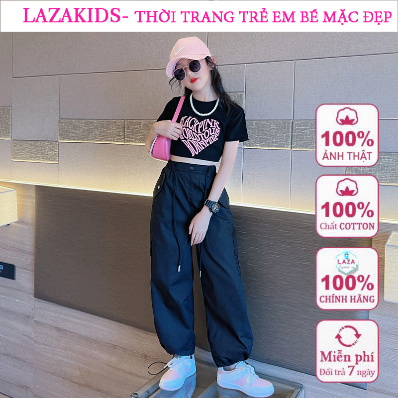 Áo croptop BLACKPINK HỒNG ĐEN cho bé gái  SIÊU XINH CHO BÉ GÁI 6 -13 TUỔI MANG XINH LAZAKIDS
