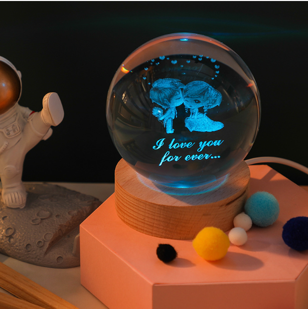 Đèn Ngủ 3D Quả Cầu Pha Lê Phát Sáng Đế Đổi Màu Quà Tặng Sinh Nhật Quà Lưu Niệm Qùa Tặng Giáng Sinh Người Thân