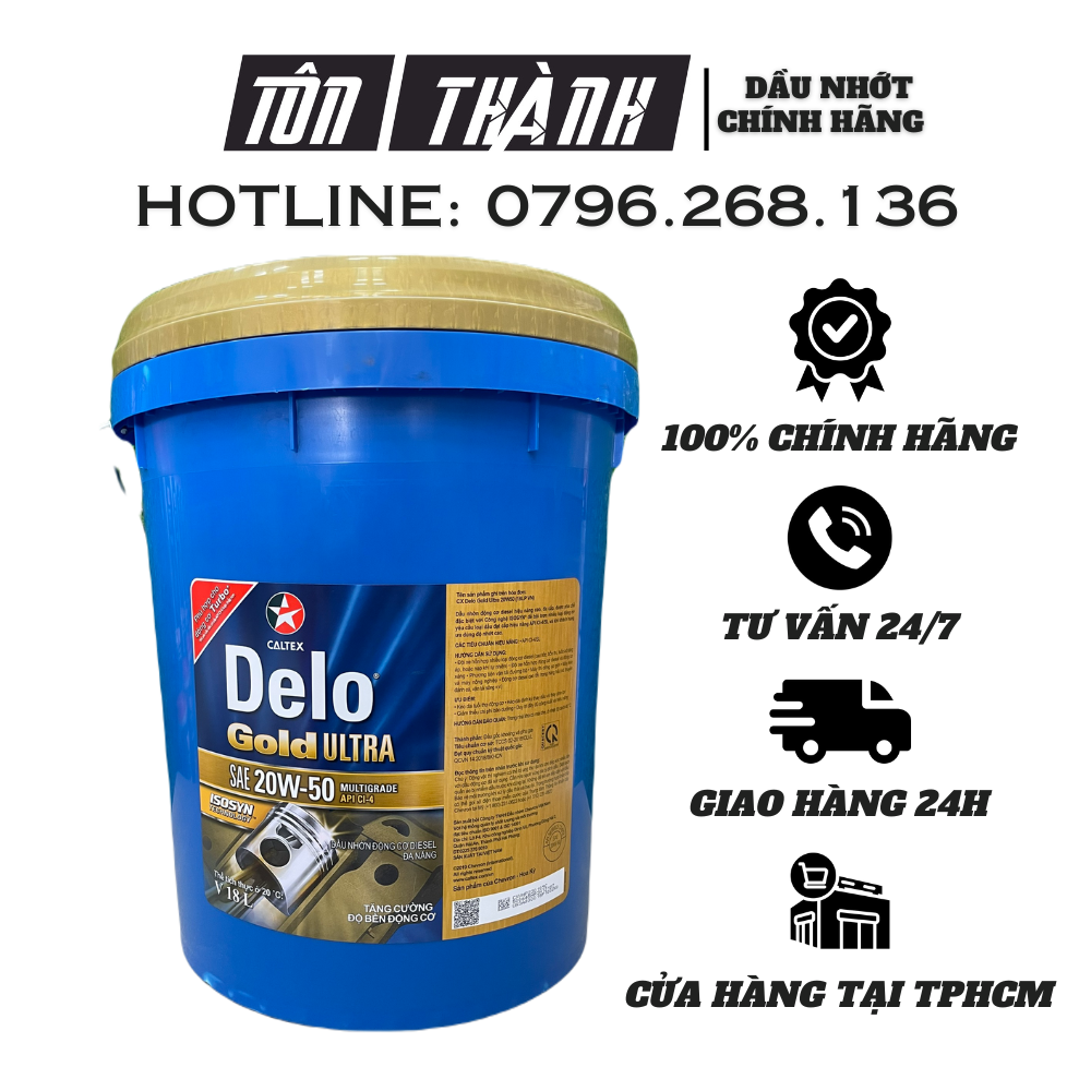 [ HÀNG CHÍNH HÃNG ] Nhớt động cơ ô tô diesel Caltex Delo Gold Ultra 20w50 (18 Lít)