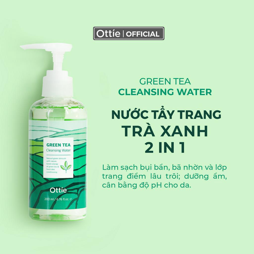 Nước Tẩy Trang Cho Da Dầu Mụn Trà Xanh Ottie Green Tea Cleansing Water Nước Tẩy Trang Dịu Nhẹ 200ml