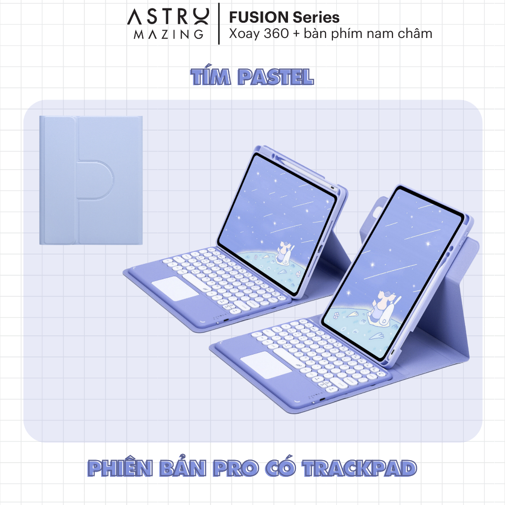 [Fusion X 360] Bao da tích hợp bàn phím xoay 360 AstroMazing dành cho iPad Pro 11 Air 4 5 10.2 Gen 7 8 9