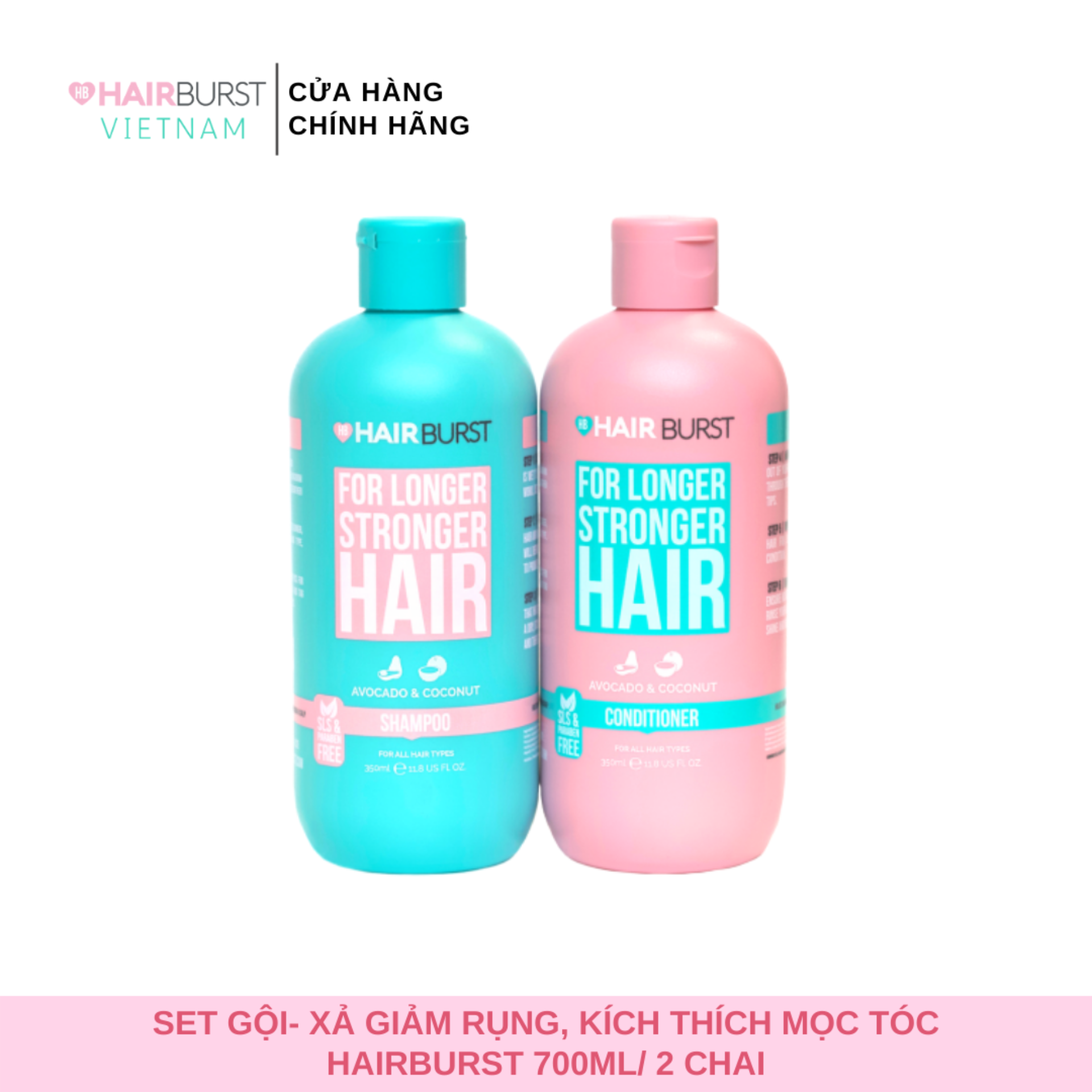 [HCM]Set gội xả HAIRBURST kích thích tóc mọc dài hơn chắc khỏe hơn 350ml/chai