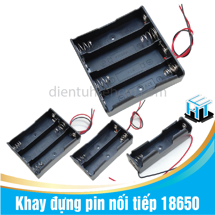 Khay đựng pin nối tiếp 18650 hàn sẵn dây điện - 1 cell / 2 cell / 3 cell / 4 cell