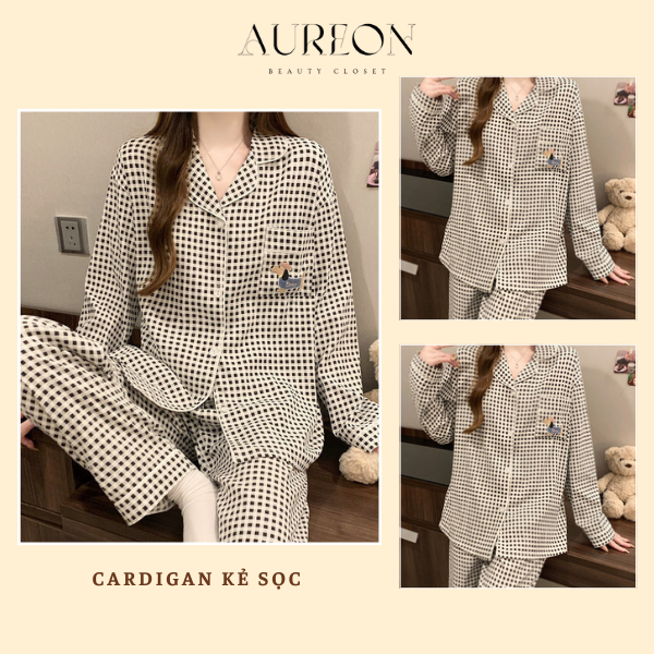 Bộ Ngủ Cardigan kẻ sọc Thanh Lịch - Pijama - Aureon