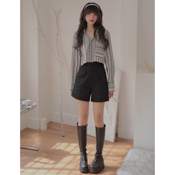 Áo sơmi croptop sọc " Malin Top"  Ellyclothing