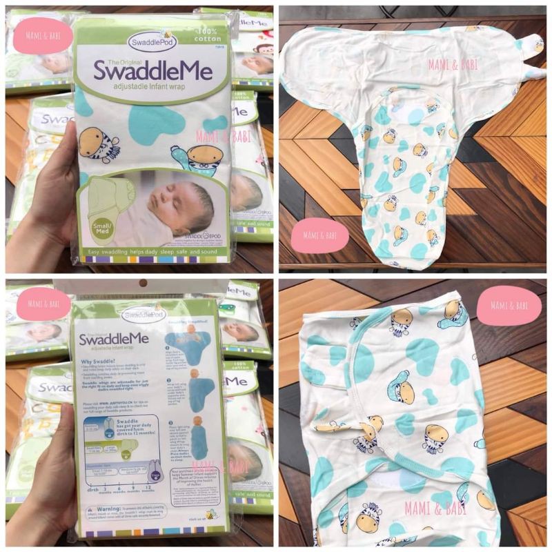 Ủ Kén Cotton Swaddle Me Khăn Quấn Sơ Sinh Hình Kén Giúp Chống Giật Mình Bé Ngủ Ngon Tự Nhiên