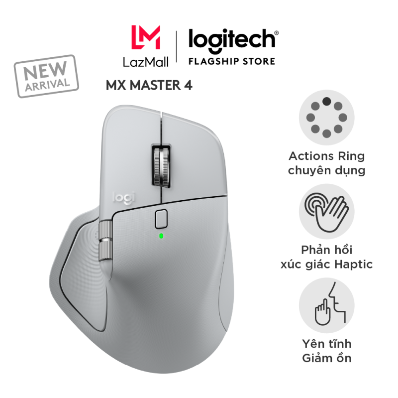 Chuột không dây công thái học Logitech MX Master 4 - Rung phản hồi Cuộn siêu nhanh Sạc USB-C Bluetooth