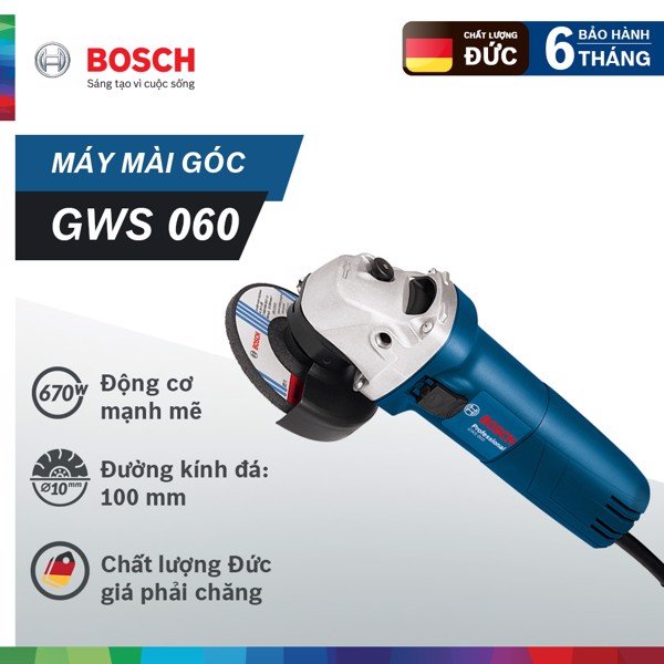 Máy mài góc Bosch GWS 060 (100mm) - Công suất mạnh mẽ, thiết kế nhỏ gọn