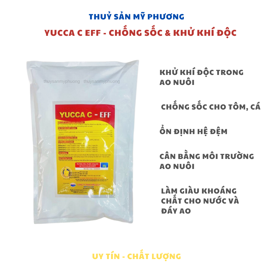 Thuoc Chống Sốc Cho Tôm Nổi Đầu Yucca Xử Lý Khí Độc Vitamin C - YUCCA C EFF - CHỐNG SỐC - Xử Lý Nước