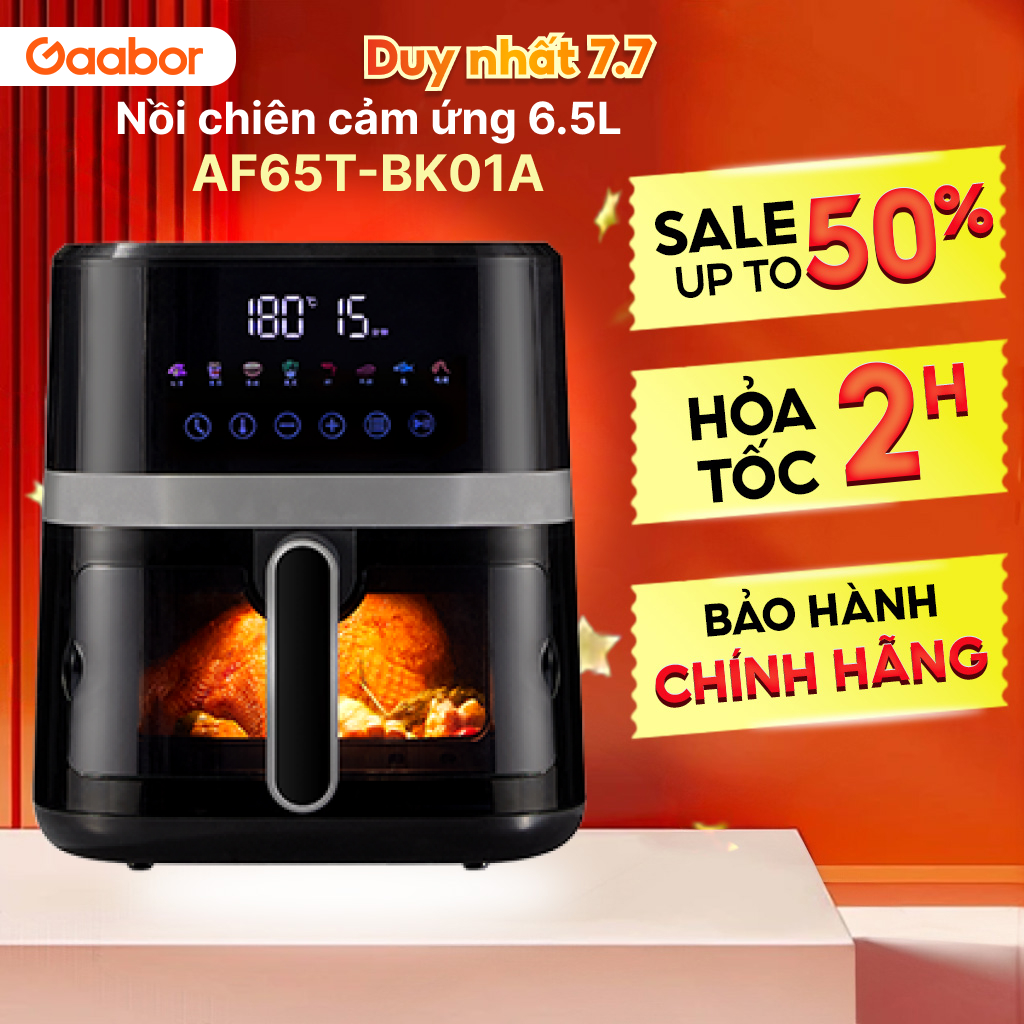 Nồi chiên không dầu Gaabor AF65T-BK01A 6.5L, màu đen, công suất 1500W
