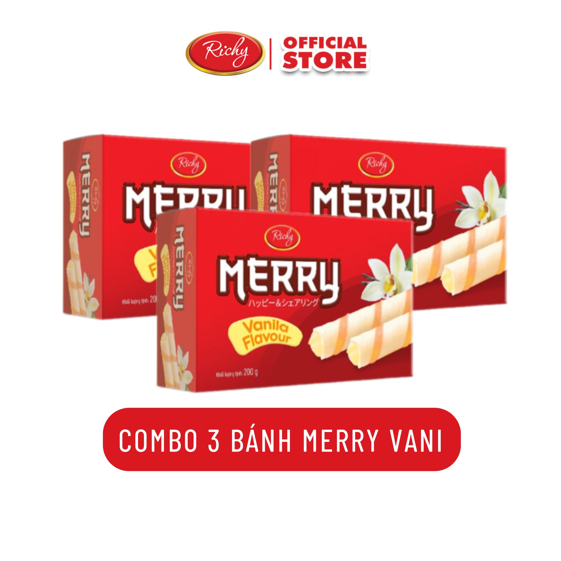 Combo 3 bánh Merry hộp Vani Bánh kẹo Richy