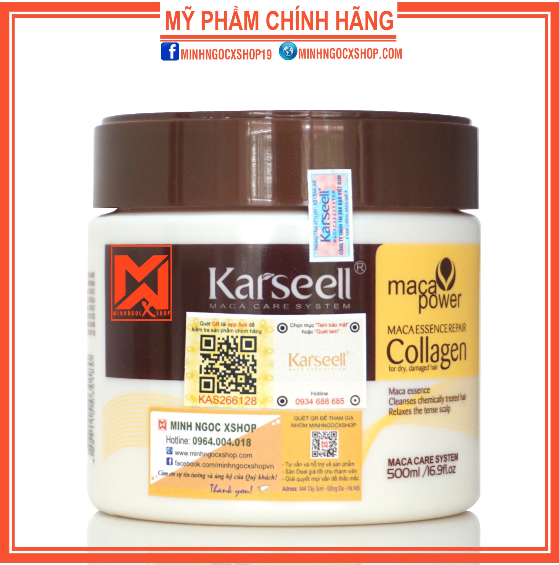 Kem Ủ Tóc Collagen Karseell 500Ml Dạng Hũ Chính Hãng