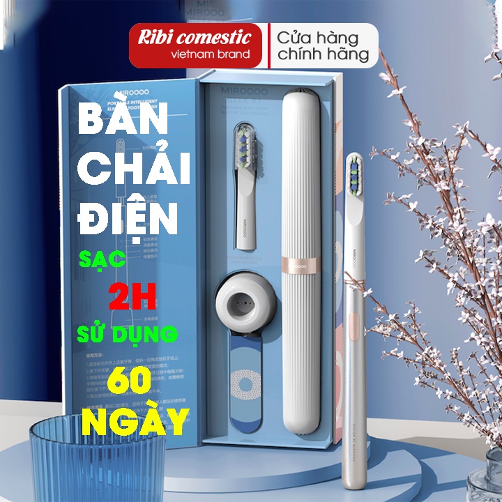 Bàn Chải Điện Miroo Vỏ Kim Loại Nguyên Khối Sạc 2H Dùng 60 Ngày Bh 6 Tháng 1 Đổi 1]