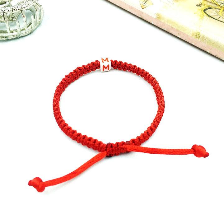 Vòng tay nữ đan dây đính chữ theo tên Vòng tay Màu Đỏ Handmade V34 Vòng tay KIMII