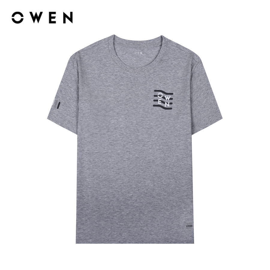 OWEN - Áo thun nam Tshirt ngắn tay Body Fit TSN233247 màu Ghi chất liệu COTTON MODAL