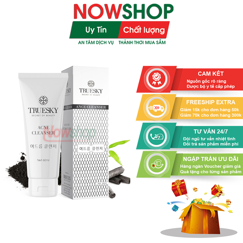 [HCM]Sữa rửa mặt giảm mụn than hoạt tính Acne Cleanser nhiều bọt giúp sạch da đẹp da trắng da. Tuýp 60ml