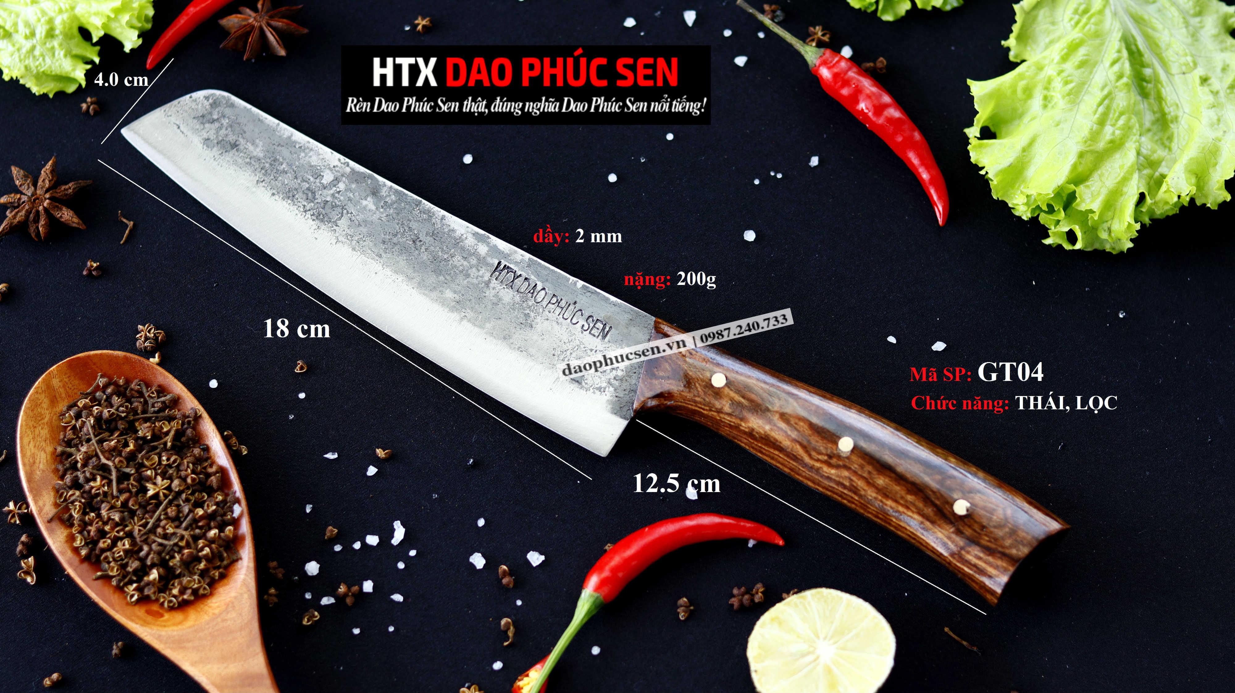 DAO PHÚC SEN DAO THÁI KIỂU 04 cán ốp cẩm GT04 HTX DAO PHÚC SEN