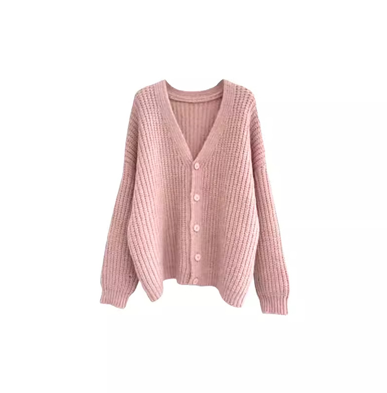 Áo khoác len trơn tay dài dáng rộng áo cardigan màu hồng pastel nhẹ nhàng nữ tính vải len dày dặn ấm áp ANASHOP9X