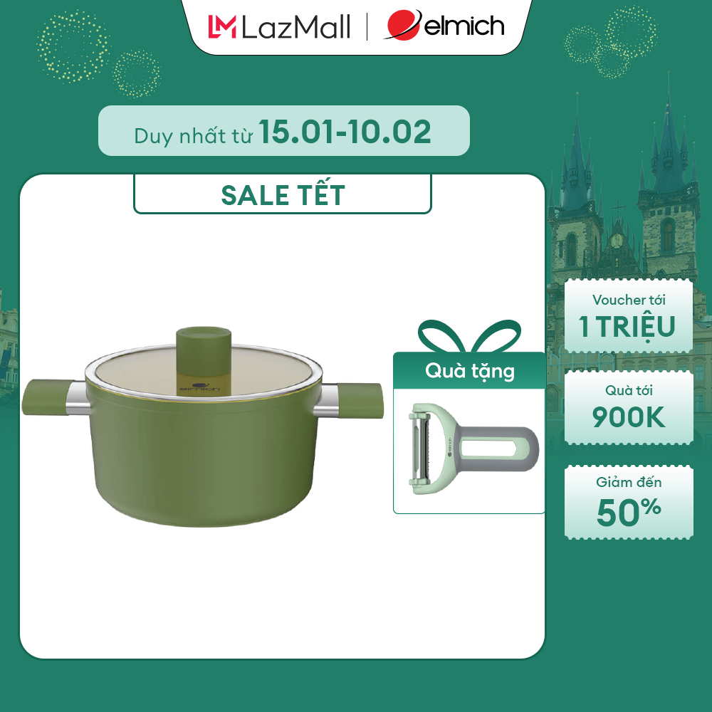 (SALE TẾT)Nồi phủ sứ an toàn Elmich Olive EL-5523OV
