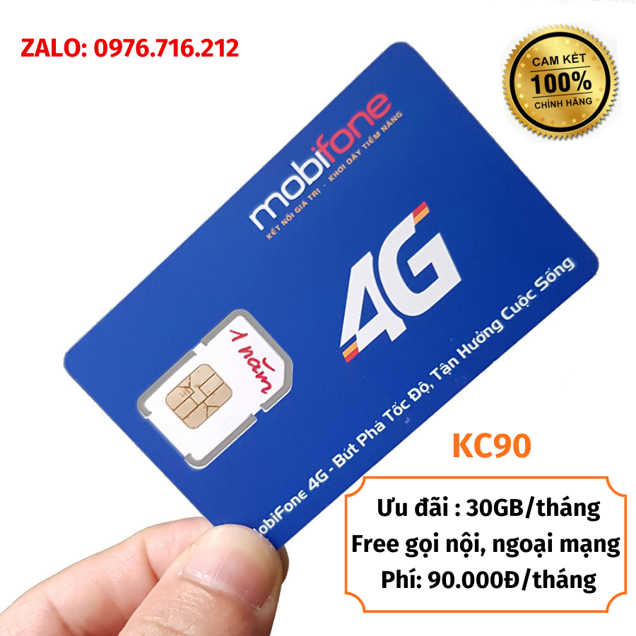 Sim Mobifone 4G KC90 KC120 KC150 Sim data Mobi hỗ trợ gọi thoại nội ngoại mạng miễn phí FREESHIP