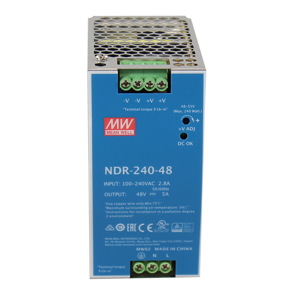 [Mean Well NDR-240-48] Bộ Nguồn Công Nghiệp 240W 48V 5A | Điện Áp Đầu Vào AC 90-264V / DC 127-370V | Thiết Kế Gài Ray Tiêu Chuẩn DIN Rail | Hàng Chính Hãng - NDR-240-48