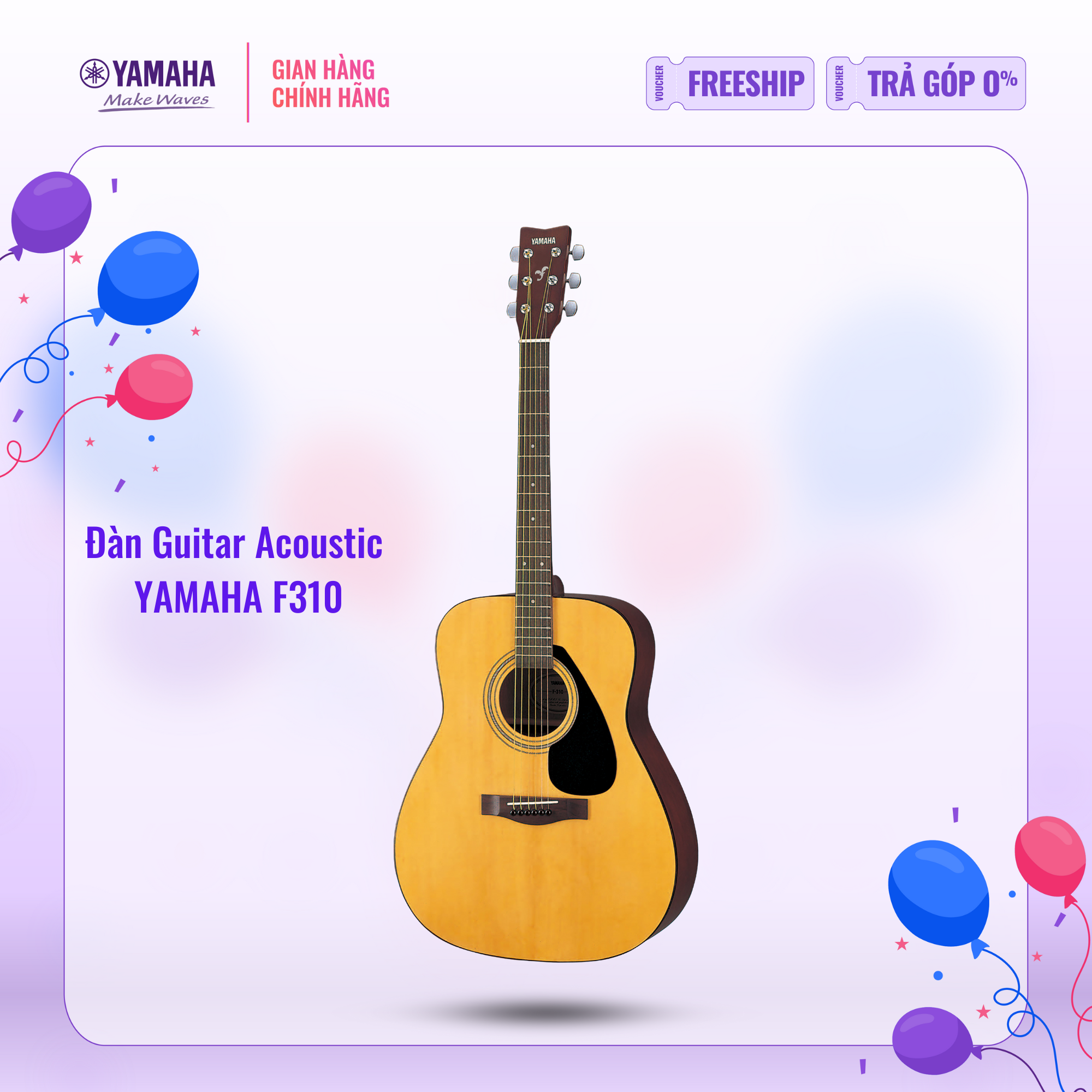 [Trả góp 0%] Đàn Guitar Acoustic YAMAHA F310 - Thiết kế truyền thống âm thanh ấm áp tròn trịa phù hợ