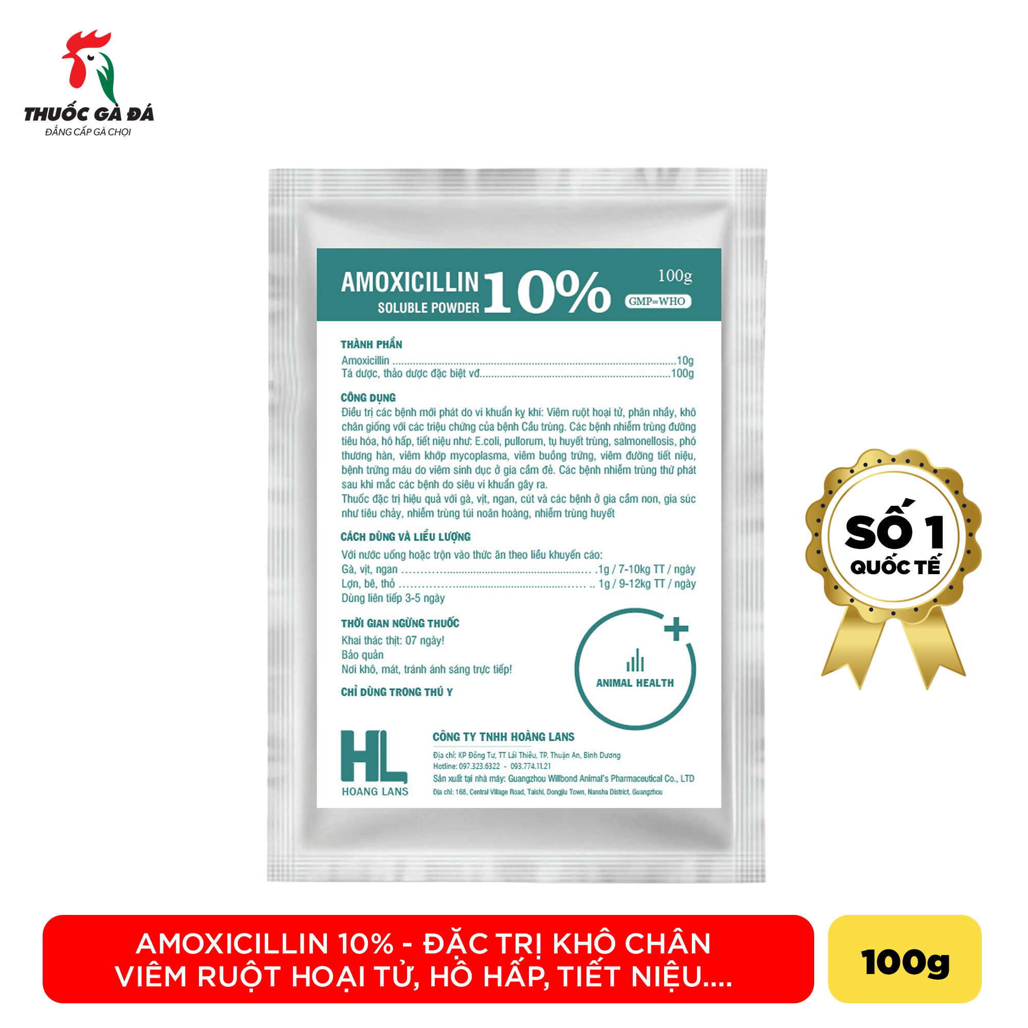 Amoxicillin solube powder 10% - viêm ruột phân nhầy khô chân tụ huyết trùng phó thương hàn viêm khớp