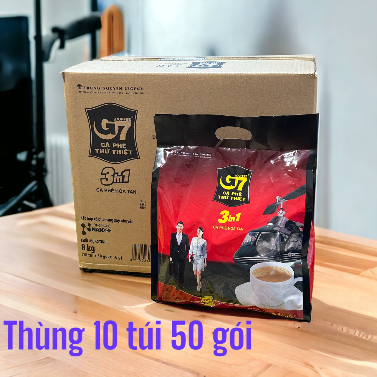 THÙNG 10 TÚI CAFE G7 50 GÓI TRUNG NGUYÊN - CAFE SỮA - GÓI VUÔNG