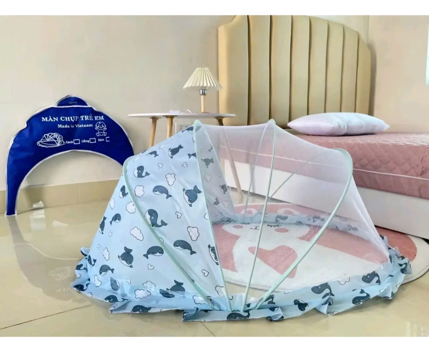 Màn chụp cho bé gấp gọn mùng chụp cho bé chống muỗi dùng cho giường và nôi cũi