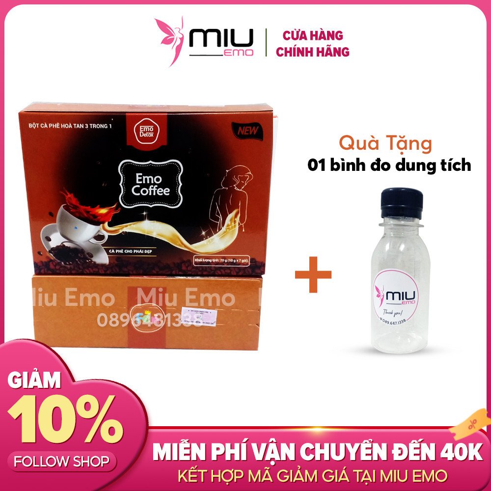 Giảm cân nhanh Emo Detox vị cà phê hòa tan 3 trong 1 Miu Emo