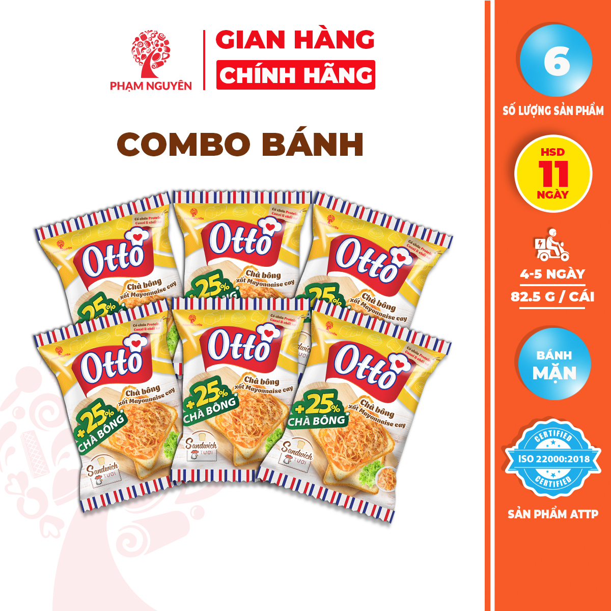 Combo 6 Bánh Mì Sandwich tươi Xốt Otto | Bánh ăn sáng | Bánh mì tươi