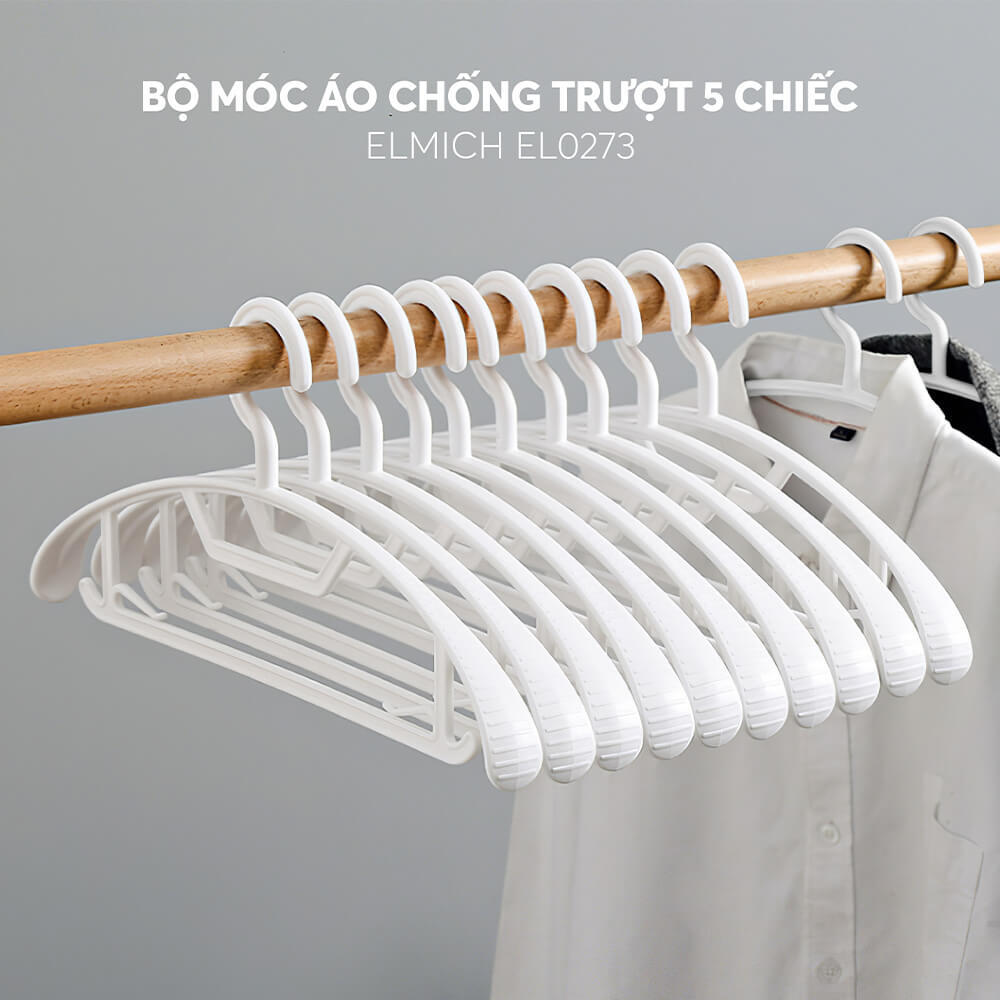 (Sale giữ chuỗi- Chỉ 01-10.11)Bộ móc áo chống trượt 5 chiếc Elmich EL0273