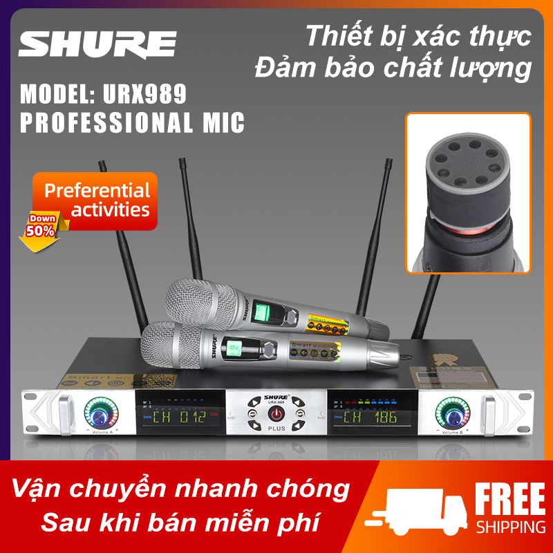 Micro Không Dây Shure URX 989 Plus - Micro Chống Hú Cao Cấp 4 Râu Sóng Khỏe Giúp Kết Nối Ổn Định Chố