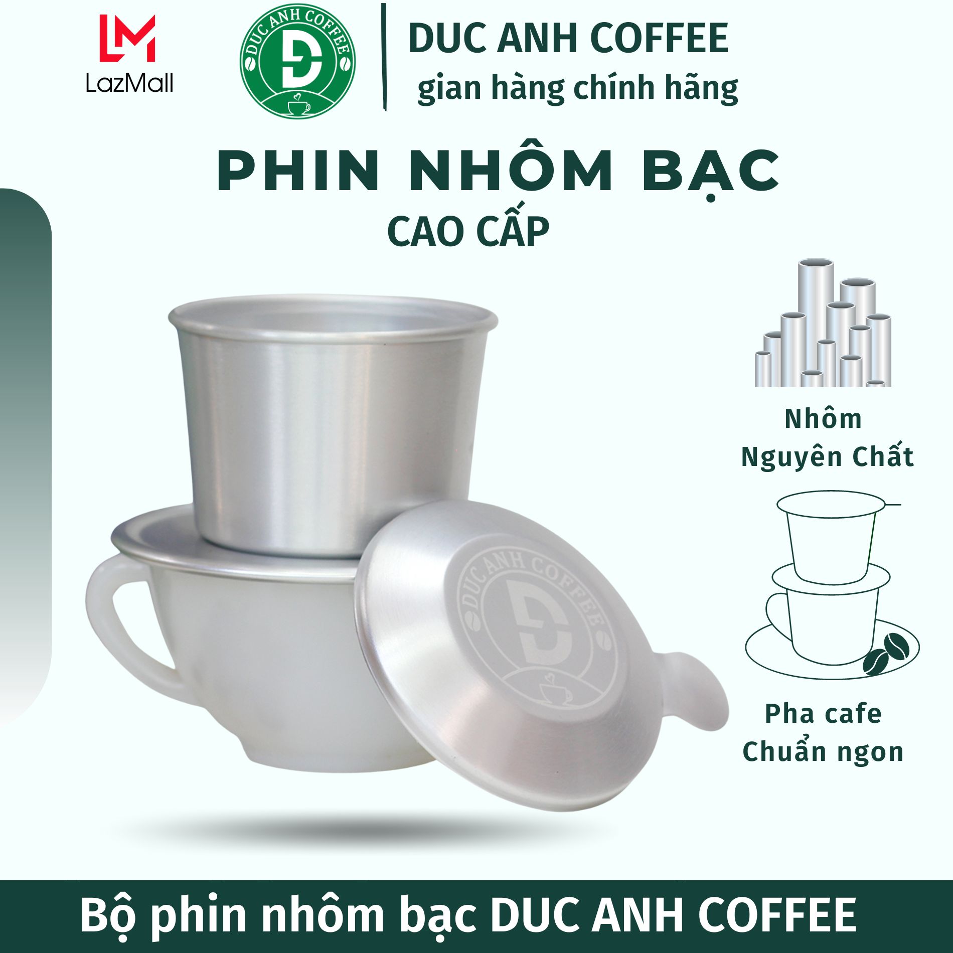 Bộ Phin  Nhôm  Cao Cấp DUC ANH COFFEE Chuyên pha cafe nguyên chất - công nghệ xi Anodgchống trầy độc