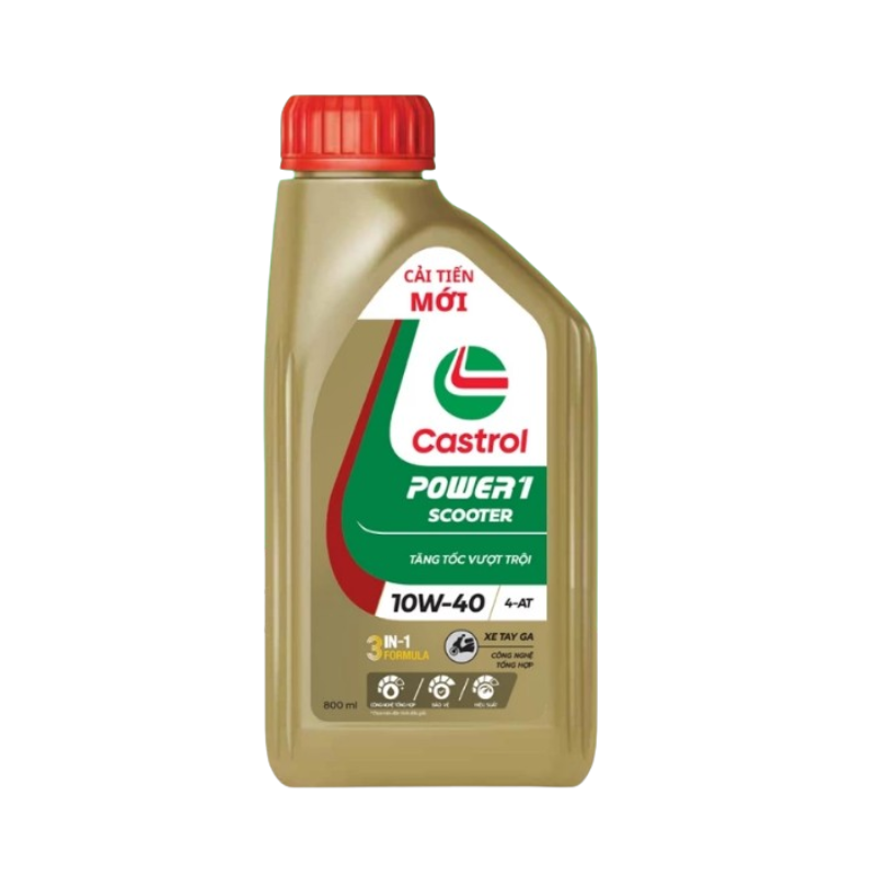 [HÀNG CHÍNH HÃNG] Dầu Nhớt Xe Số Xe Tay Ga Castrol POWER1/ POWER1 SCOOTER 4T 10W-40 0.8L - Mẫu Mới