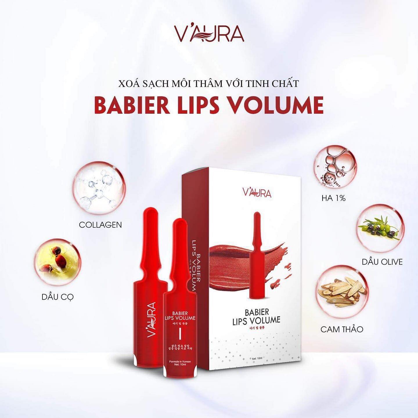 [TẶNG MASK MÔI] Serum cấy màu môi V’AURA - Ngăn thâm môi giúp môi hồng tự nhiên (Hàn Quốc)