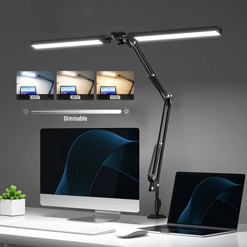 Đèn kẹp bàn học đọc sách LED 3 màu chống cận kiểu dáng Pixar điều chỉnh độ sáng bảo vệ mắt - Đèn treo màn hình máy tính học tập gấp gọn tiết kiệm điện