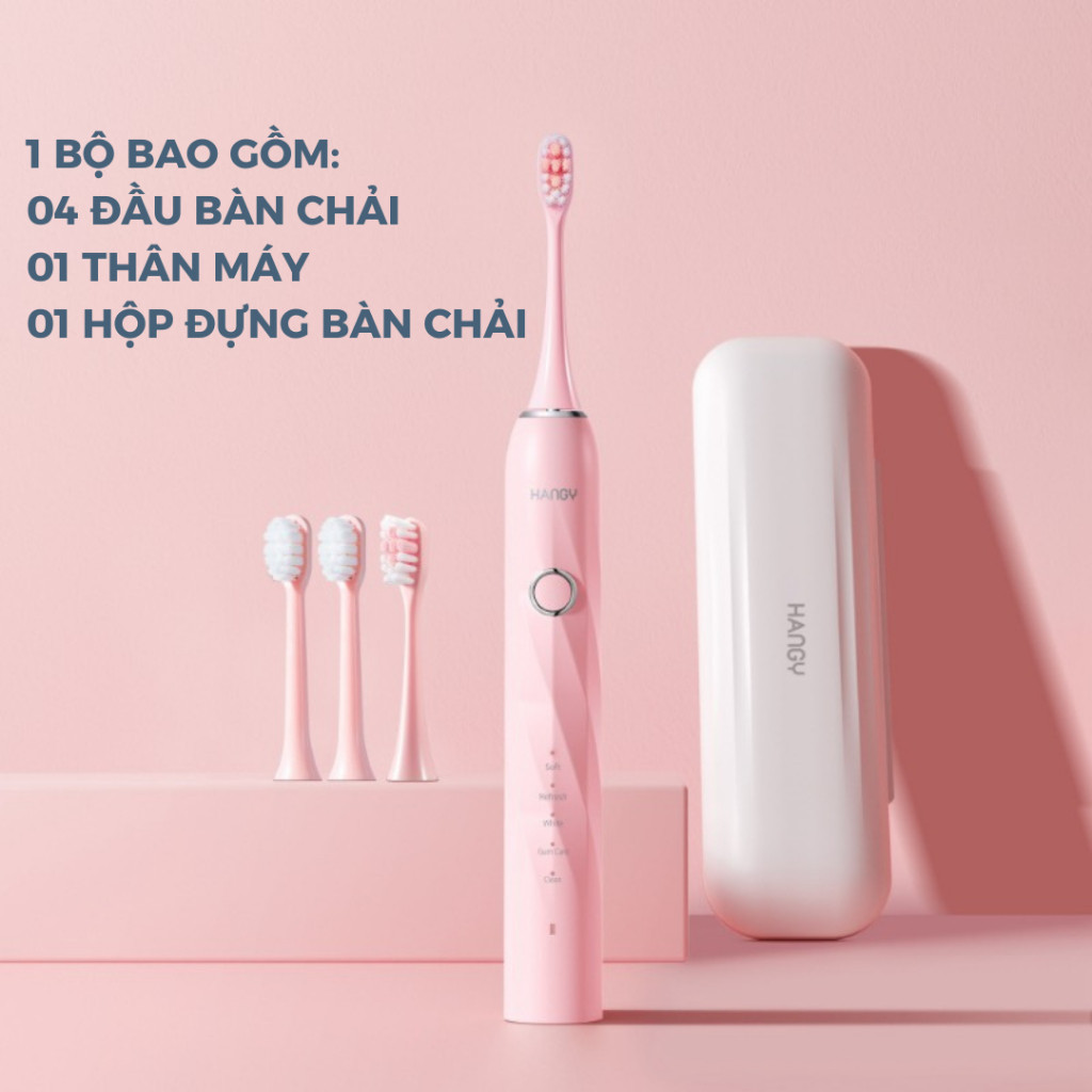 Bàn chải điện HANGY chuẩn nha khoa HY23 Pro Nâng Cấp siêu sóng âm làm trắng răng giảm mảng bám [Bảo 