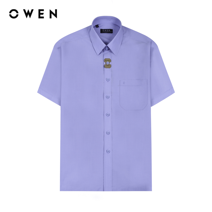 OWEN - Áo sơ mi ngắn tay Body Fit AB230744NT màu Xanh chất liệu Bamboo