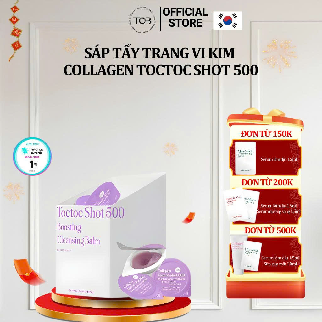 Sáp Tẩy Trang Vi Kim TOB(Truth Of Beauty) Collagen Toctoc Shot 500 6ml*12 Viên