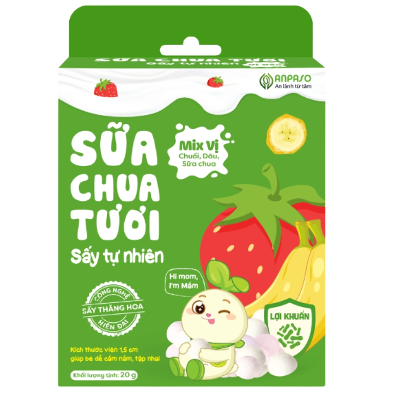 Sữa Chua Tươi Sấy Tự Nhiên Anpaso Vị Phô Mai Và Mix Vị 20g - Bibo Mart