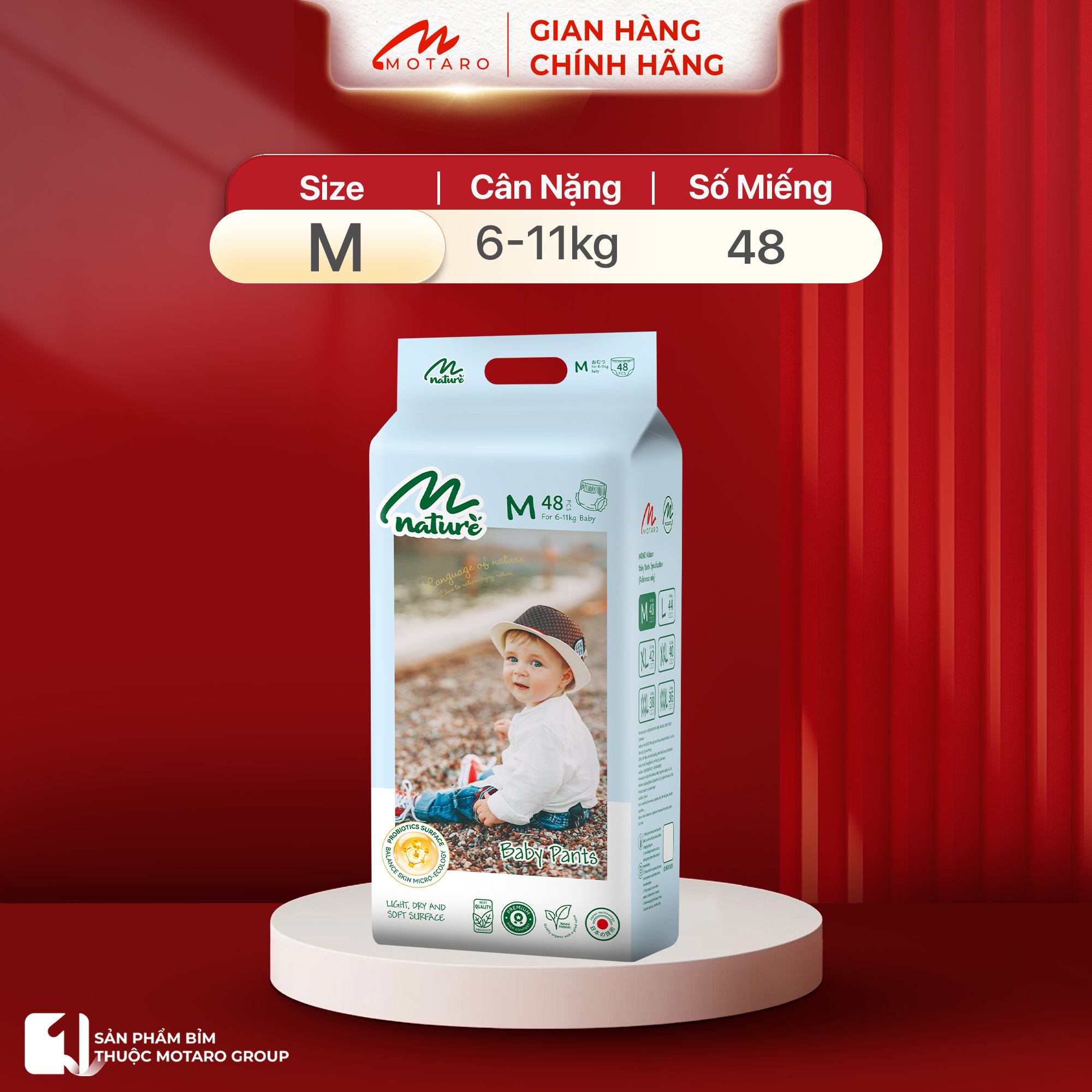 Combo 4 Bịch Tã/bỉm Momo Diamond Nature Chính Hãng Dán Quần Mềm Mại An Toàn Cho Bé