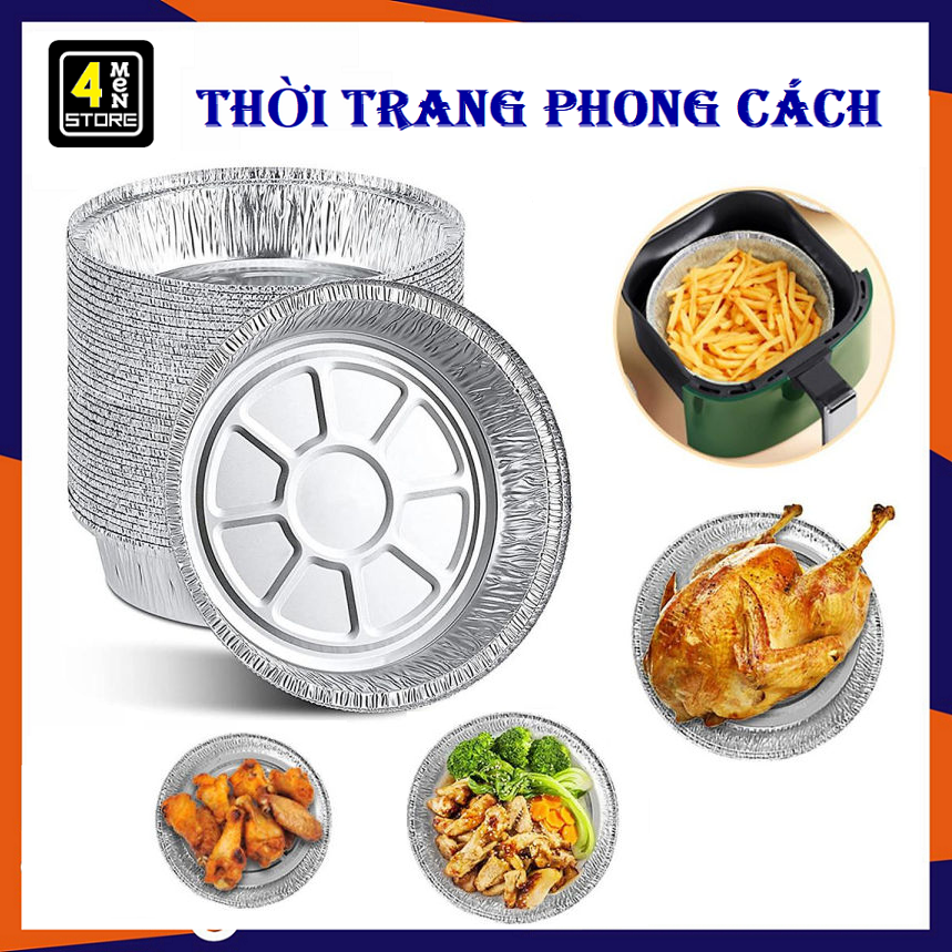 SET 10 Khay Giấy Bạc Lót Nồi Chiên Không Dầu Chữ Nhật 230ML  410ML  600ML Giảm Thiểu Tối Đa Dầu Mỡ B