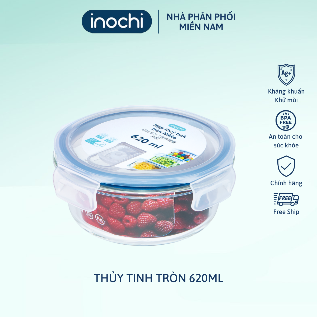 Hộp thuỷ tinh tròn Nikko 620 ml