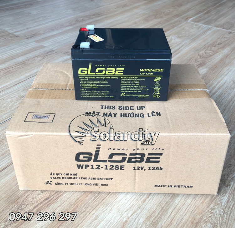 Ắc Quy Lưu Điện Xe Đạp Điện GLOBE 12V-12AH (WP12-12)