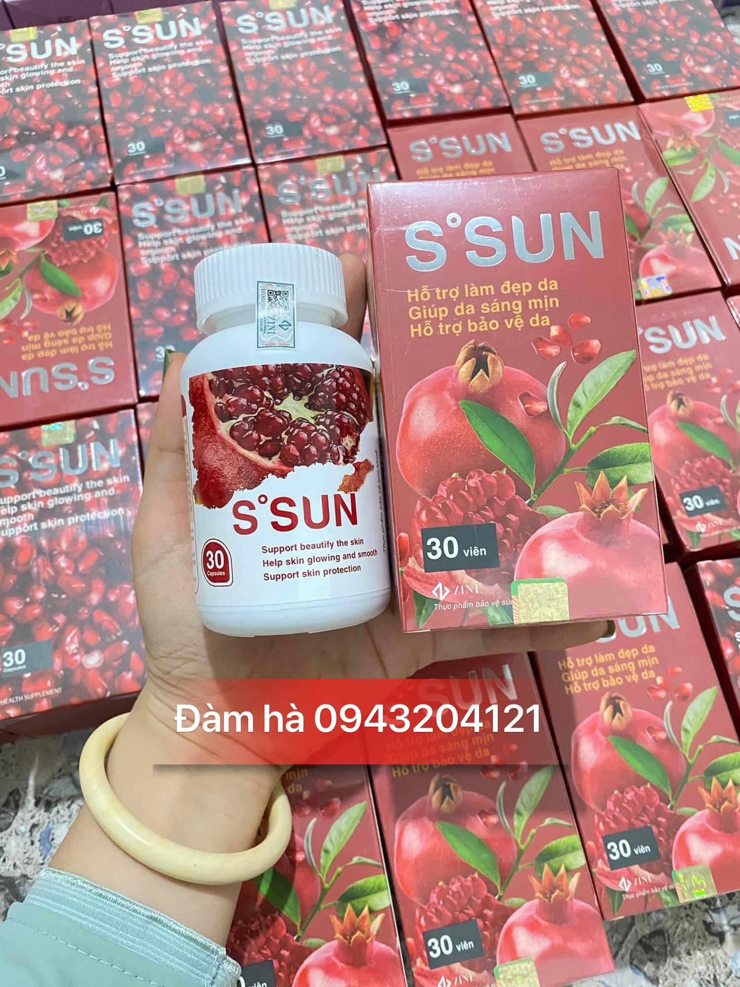 Viên Uống Chống Nắng Nội Sinh Ssun Lựu Đỏ Hộp 30 Viên