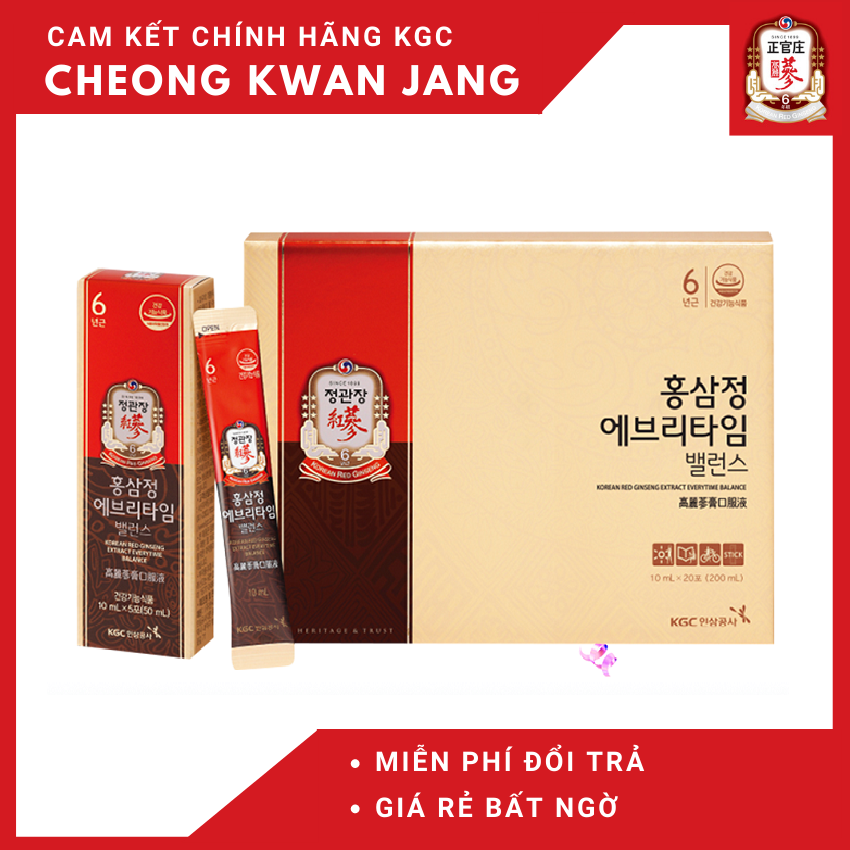 Nước hồng sâm Hàn Quốc Everytime Balance 10ml x 20 gói - Cheong Kwan Jang Kgc -8809535597632