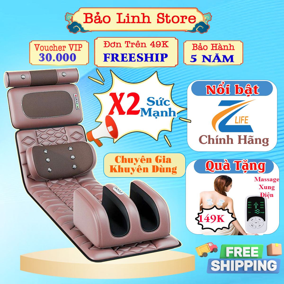 Nệm Massage Toàn Thân Cao Cấp -Thảm mát xa toàn thân có kèm gối thảo mộc và massage chân-  Đệm massa