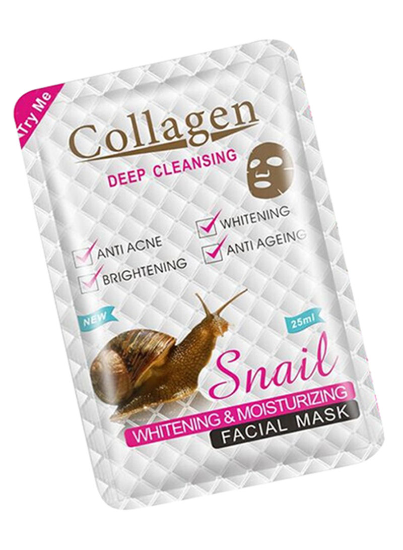 Mặt Nạ Cllagen Snail Whitening & Moisturizing Facial Mask Dưỡng Ẩm Trắng Da Tinh Chất Ốc Sên 1 Hộpx10 Miếng