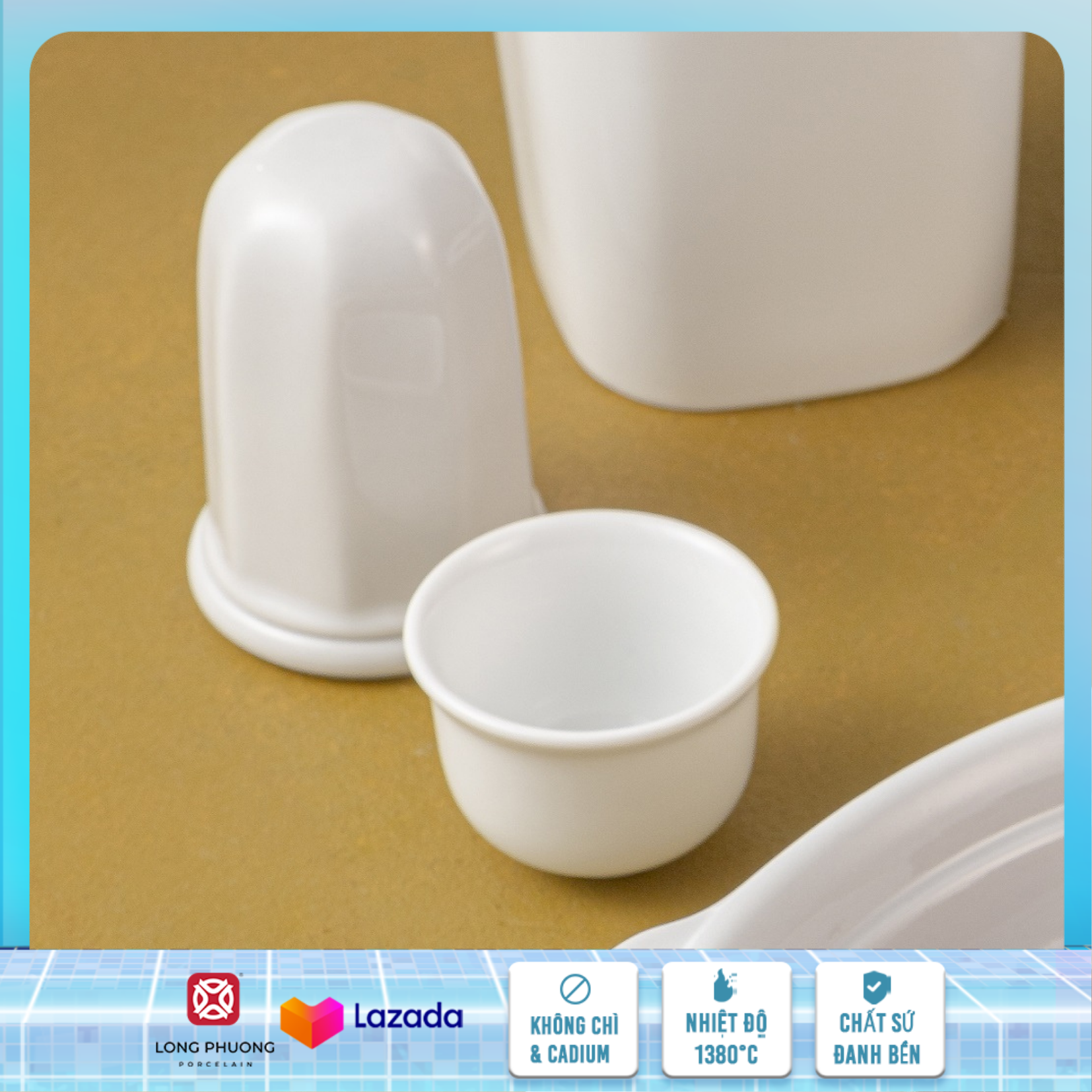 Combo 6 chiếc chén ly ly uống trà tách uống trà chén trà chén không quai số 2 trắng sứ Long Phương
